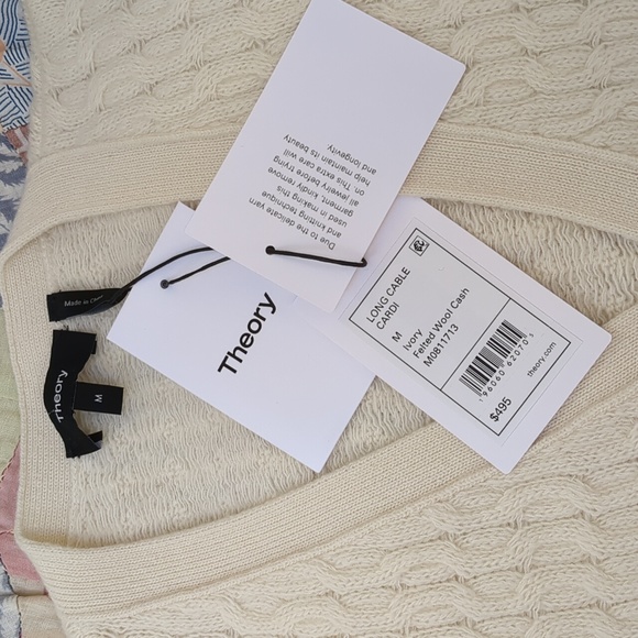 Theory NWT Long Cable Knit Oversized Cardigan Ivory Size Medium - Picture 7 of 11